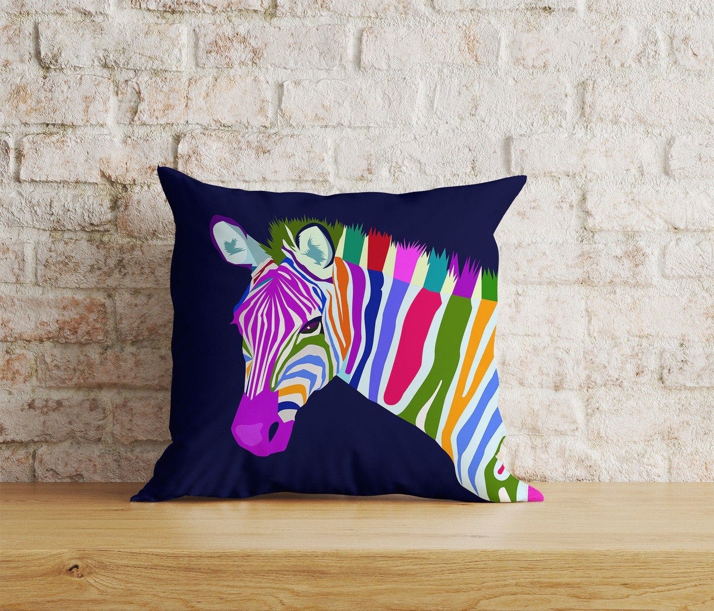 Onay Home Textile Cushion Covers 3 / 12 x 12 inch (30 x 30 cm) Double Side Colorful Zebras Cushion Cover Zebra Pattern Throw Pillow