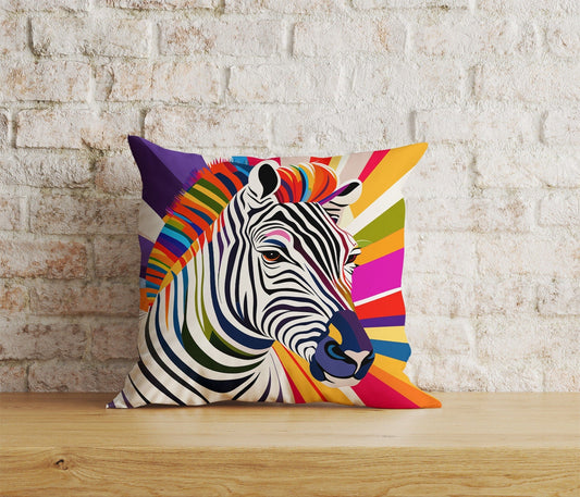 Onay Home Textile Cushion Covers 1 / 12 x 12 inch (30 x 30 cm) Double Side Colorful Zebras Cushion Cover Zebra Pattern Throw Pillow