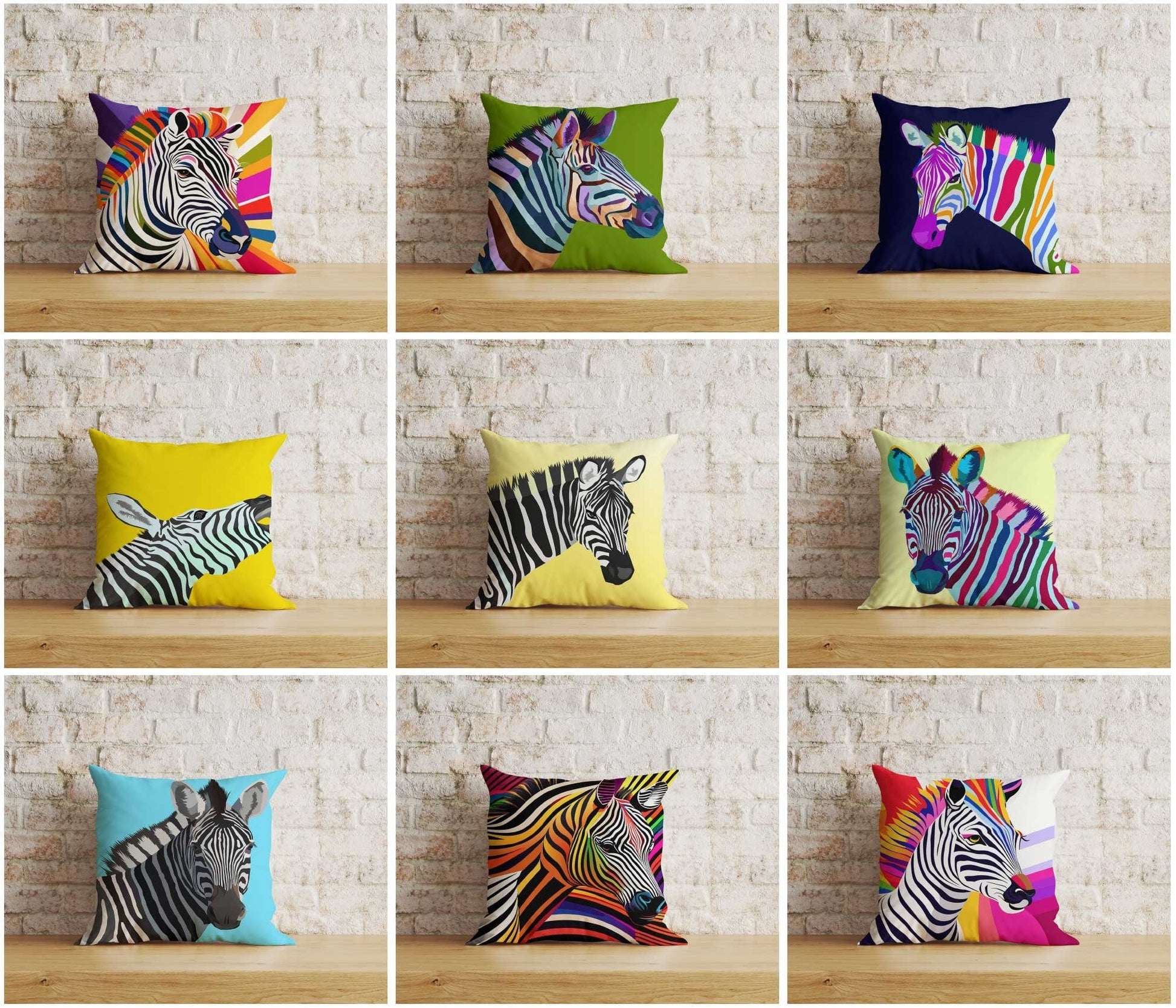 Onay Home Textile Cushion Covers Colorful Zebras Cushion Cover Zebra Pattern Throw Pillow