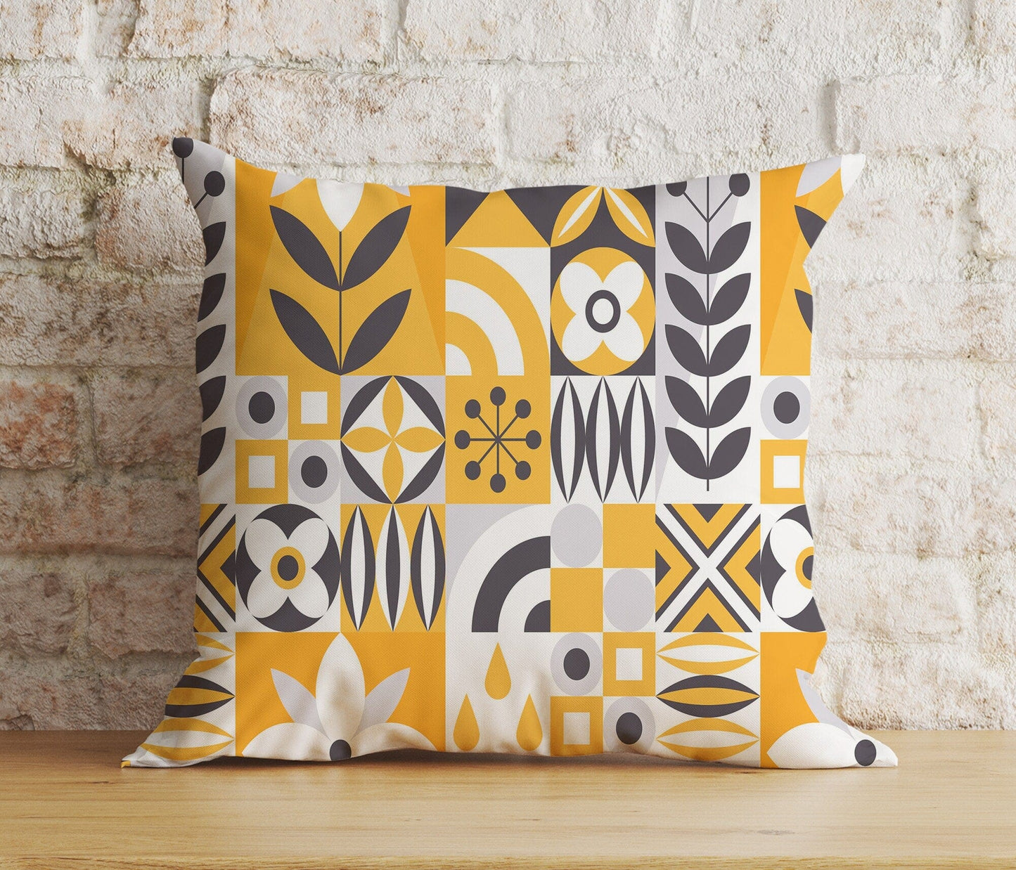 Onay Cushion Covers 5 / 12 x 12 inch (30 x 30 cm) Double Side Colourful Mid-Century Modern Cushion Covers Linear Stem Retro