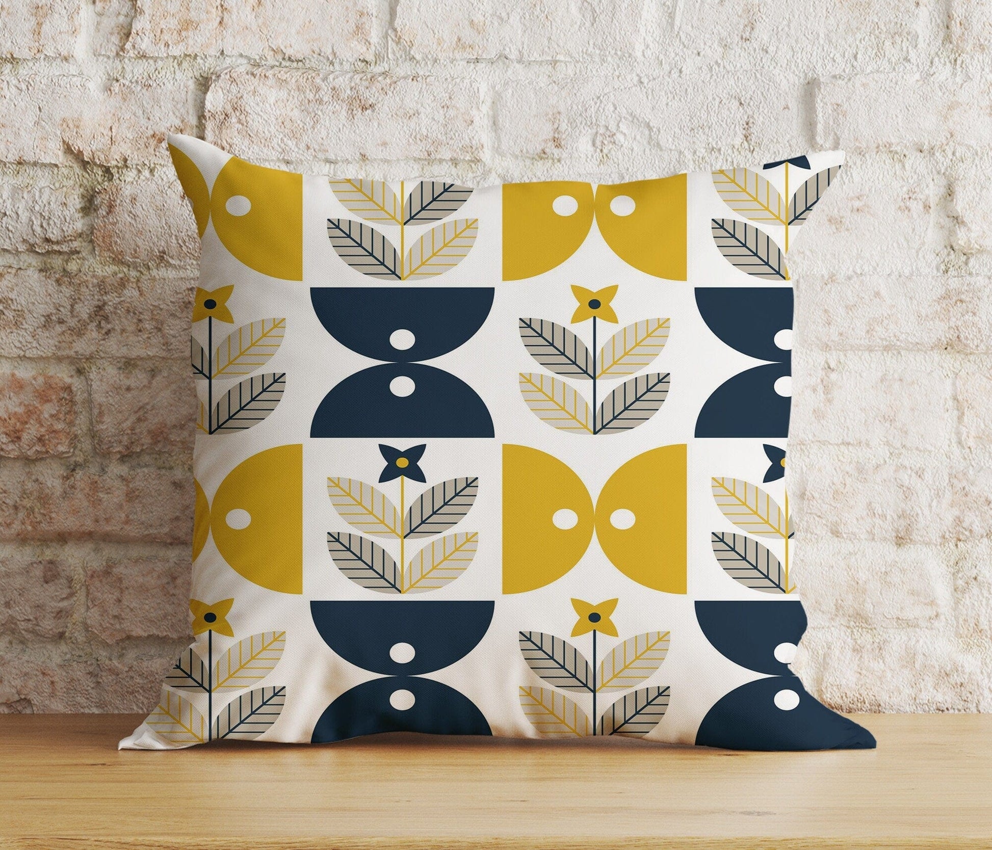 Onay Cushion Covers 2 / 12 x 12 inch (30 x 30 cm) Double Side Colourful Mid-Century Modern Cushion Covers Linear Stem Retro