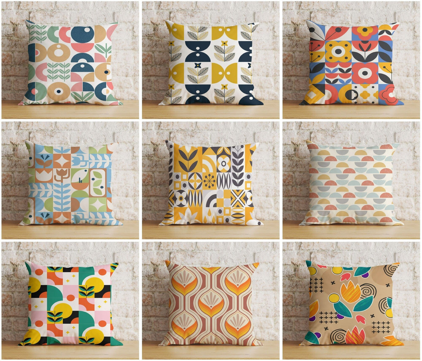 Onay Cushion Covers Colourful Mid-Century Modern Cushion Covers Linear Stem Retro