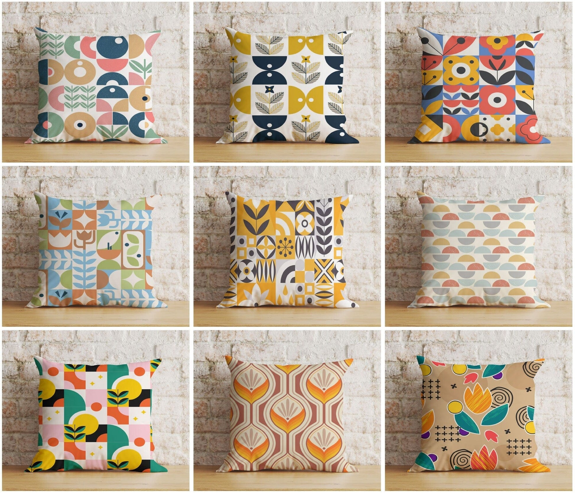Onay Cushion Covers Colourful Mid-Century Modern Cushion Covers Linear Stem Retro