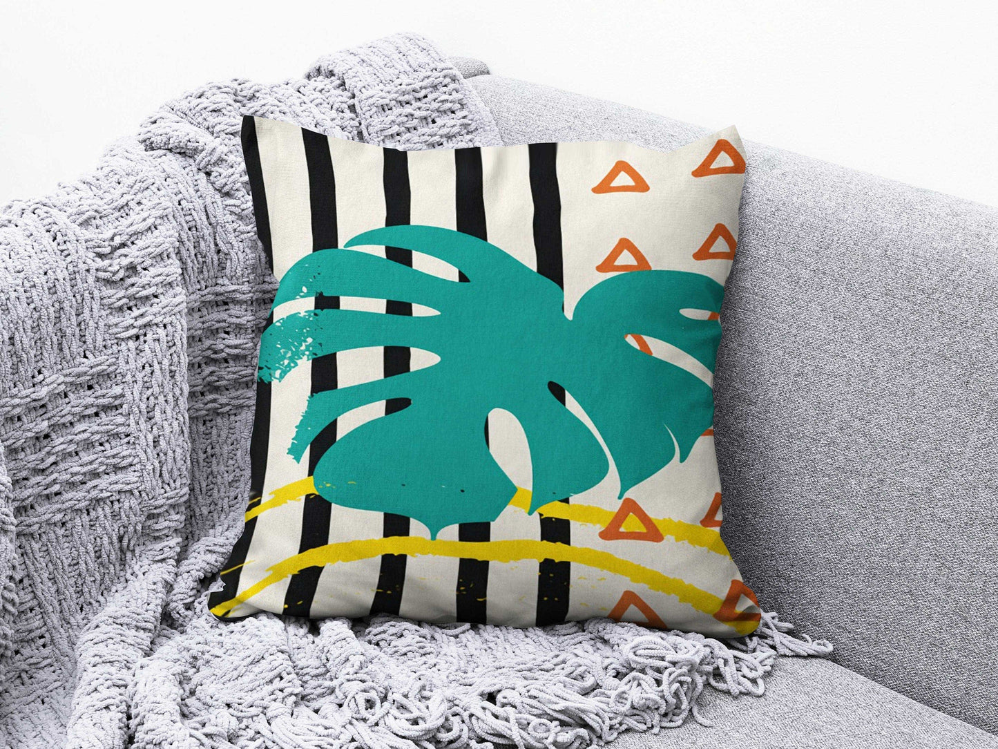 Onay Cushion Covers 3 / 12 x 12 inch (30 x 30 cm) Double Side Colourful Minimalist Drawing Cushion Cover Abstract Modern Palm Leaves