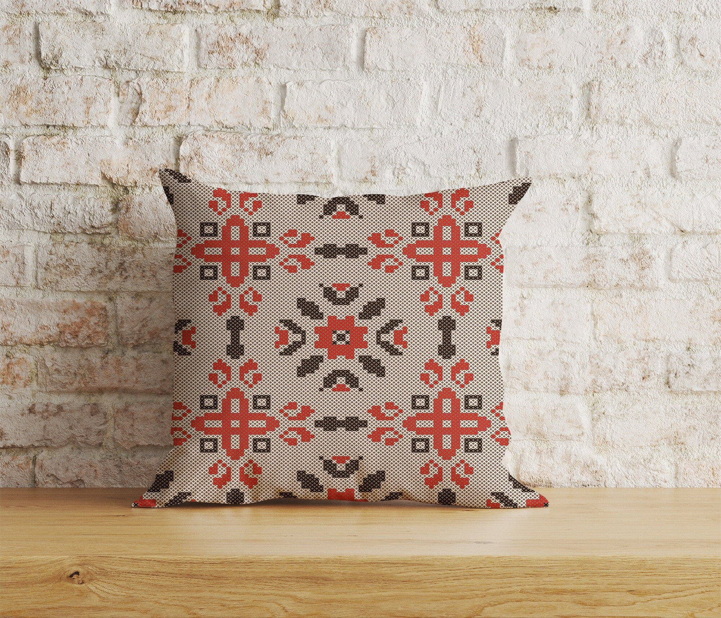 Onay Home Textile 4 / 12 x 12 inch (30 x 30 cm) Double Side Cross Stitch Cushion Cover Ukrainian Flower Pillow Cover