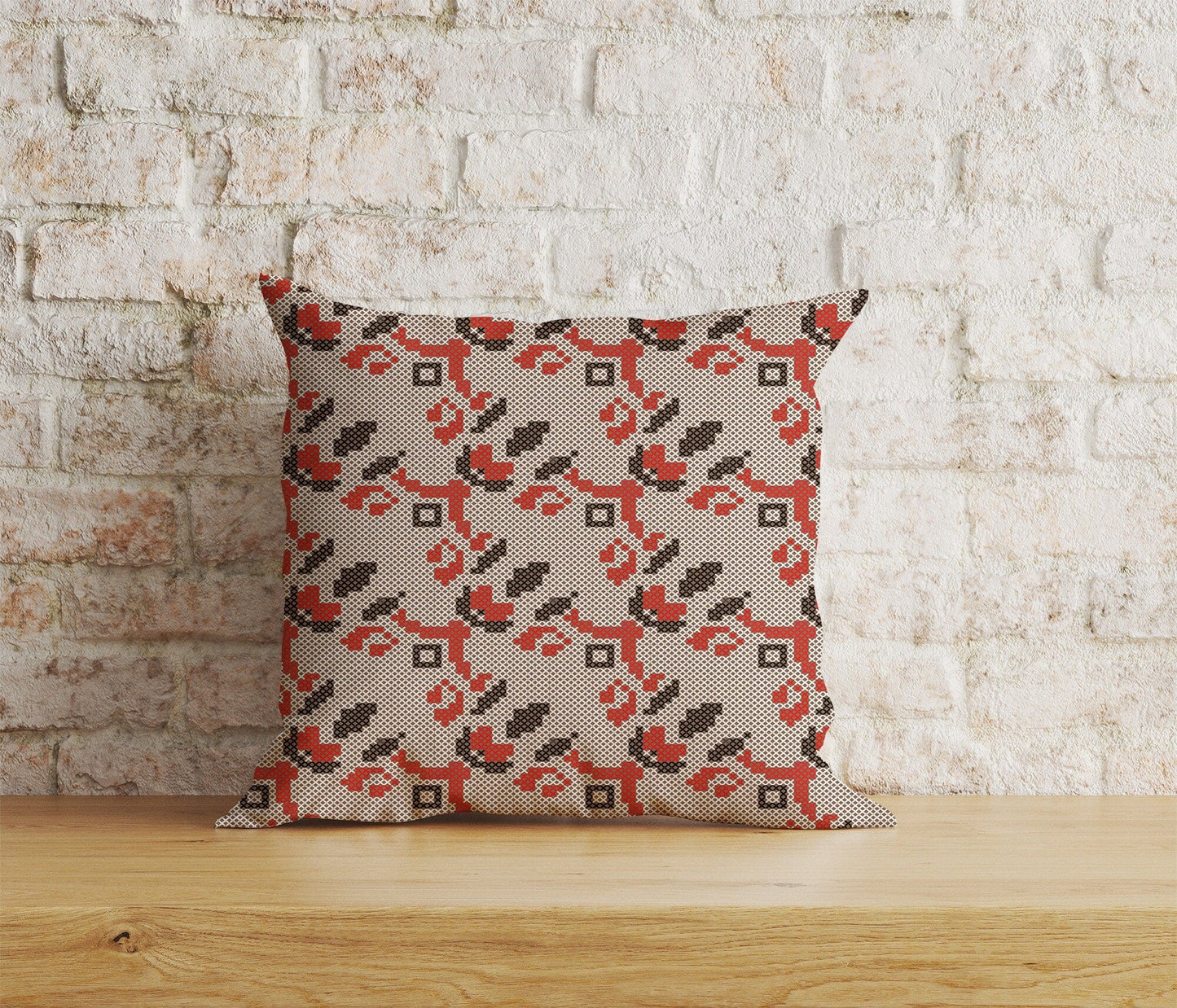 Onay Home Textile 3 / 12 x 12 inch (30 x 30 cm) Double Side Cross Stitch Cushion Cover Ukrainian Flower Pillow Cover