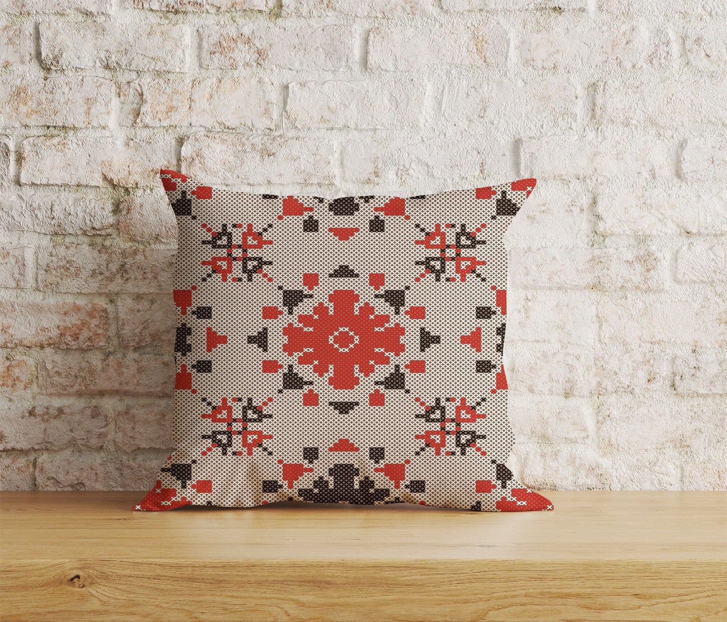 Onay Home Textile 1 / 12 x 12 inch (30 x 30 cm) Double Side Cross Stitch Cushion Cover Ukrainian Flower Pillow Cover