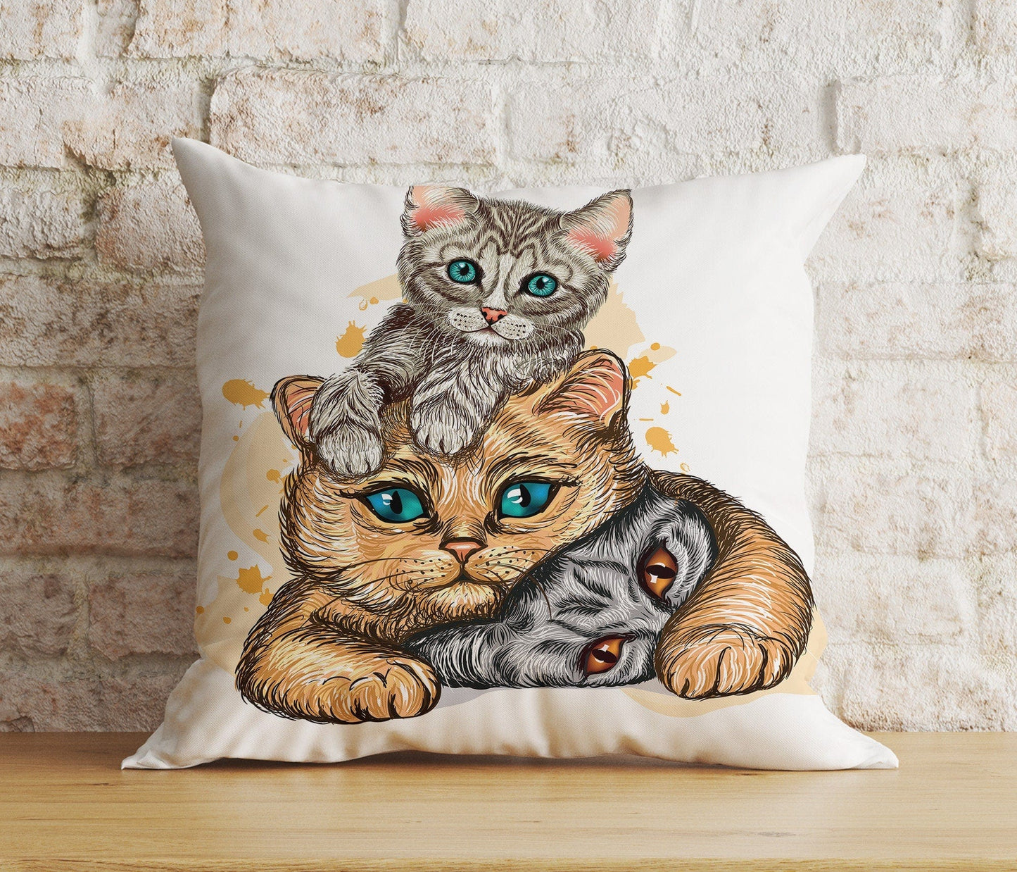 Onay 2 / 12 x 12 inch (30 x 30 cm) Double Side Cute Cat Kitty Kitten Animal Decoration Cushion Cover
