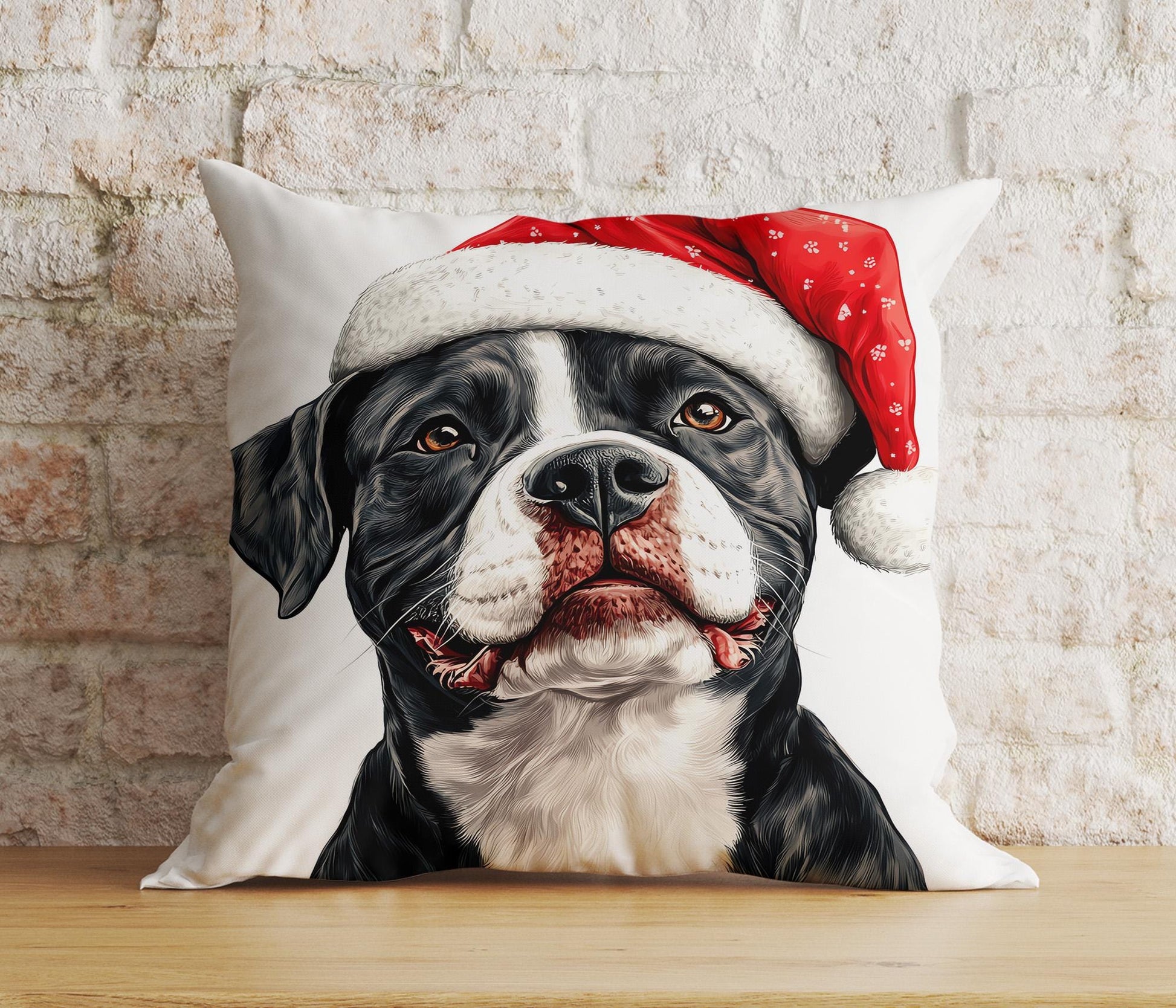 Onay 5 / 12 x 12 inch (30 x 30 cm) Double Side Cute Christmas Puppies Dogs Santa Hat Cushion Cover