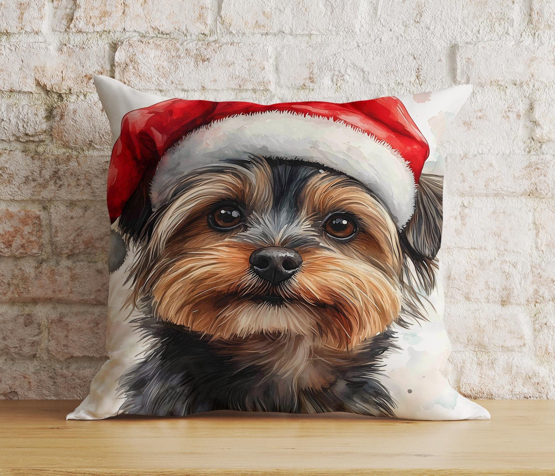 Onay 4 / 12 x 12 inch (30 x 30 cm) Double Side Cute Christmas Puppies Dogs Santa Hat Cushion Cover