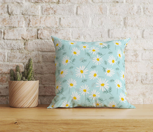 Onay Home Textile Cushion Covers 1 / 12 x 12 inch (30 x 30 cm) Double Side Daisy Cushion Cover Yellow Blue Floral Pillow Covers