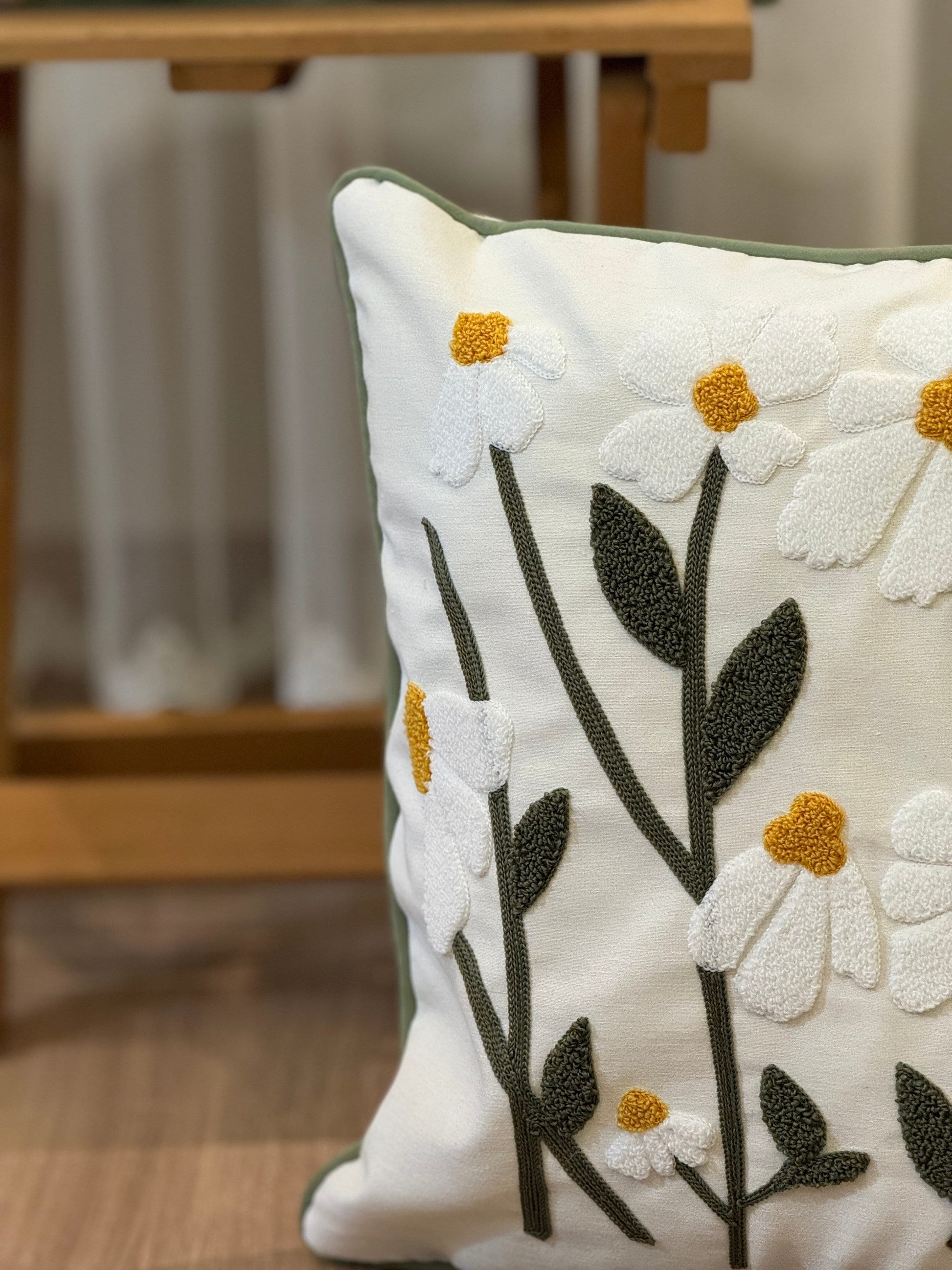 Onay Home Textile Punch Needle Cushion Cover Daisy Punch Needle Cushion Cover Daisy Tufted Embroidery