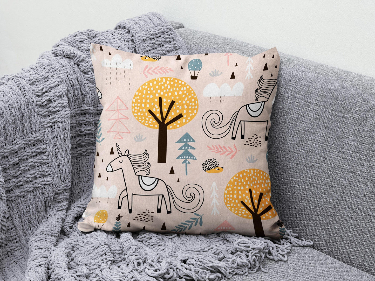 Onay Cushion Covers 2 / 12 x 12 inch (30 x 30 cm) Double Side Decorative Unicorn Cushion Cover Kids Room Pillow Cover