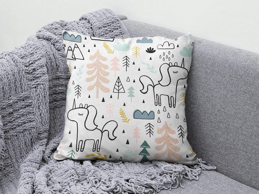 Onay Cushion Covers 1 / 12 x 12 inch (30 x 30 cm) Double Side Decorative Unicorn Cushion Cover Kids Room Pillow Cover