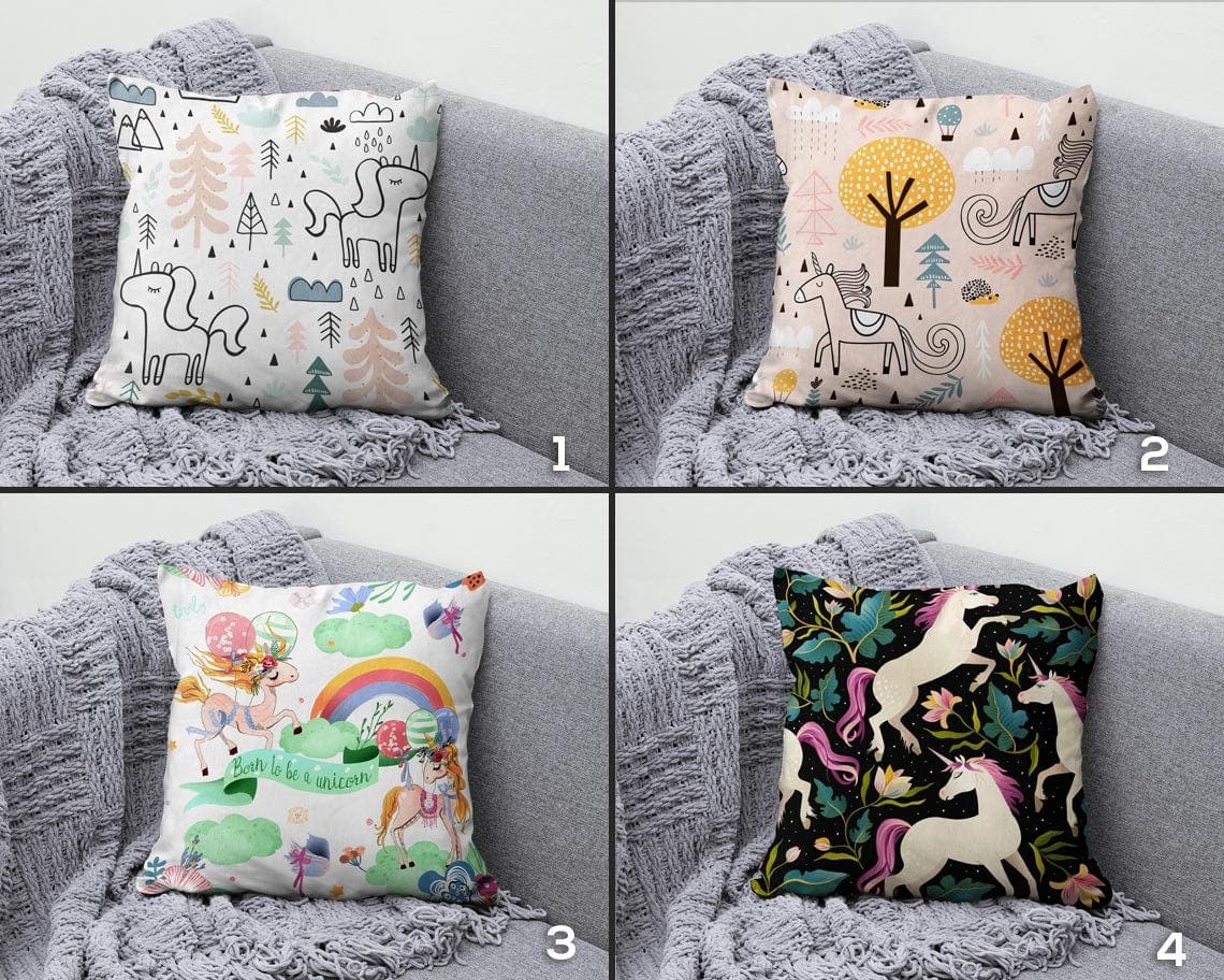 Onay Cushion Covers Decorative Unicorn Cushion Cover Kids Room Pillow Cover