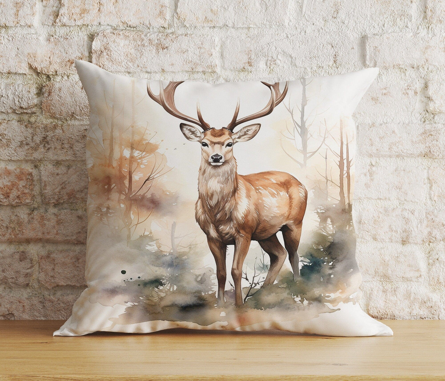 Onay Home Textile Cushion Covers 9 / 12 x 12 inch (30 x 30 cm) Double Side Deer Watercolor Cushion Cover Deer Stag Throw Cushions