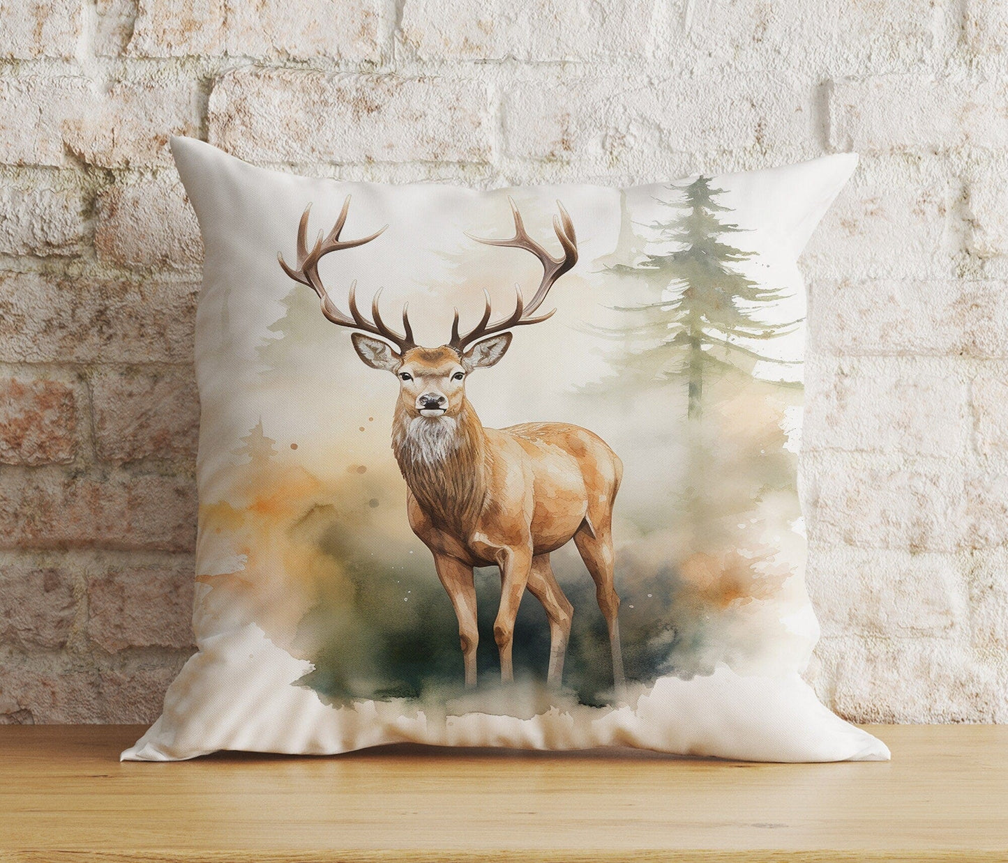 Onay Home Textile Cushion Covers 7 / 12 x 12 inch (30 x 30 cm) Double Side Deer Watercolor Cushion Cover Deer Stag Throw Cushions