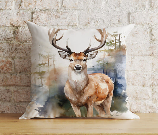 Onay Home Textile Cushion Covers 1 / 12 x 12 inch (30 x 30 cm) Double Side Deer Watercolor Cushion Cover Deer Stag Throw Cushions