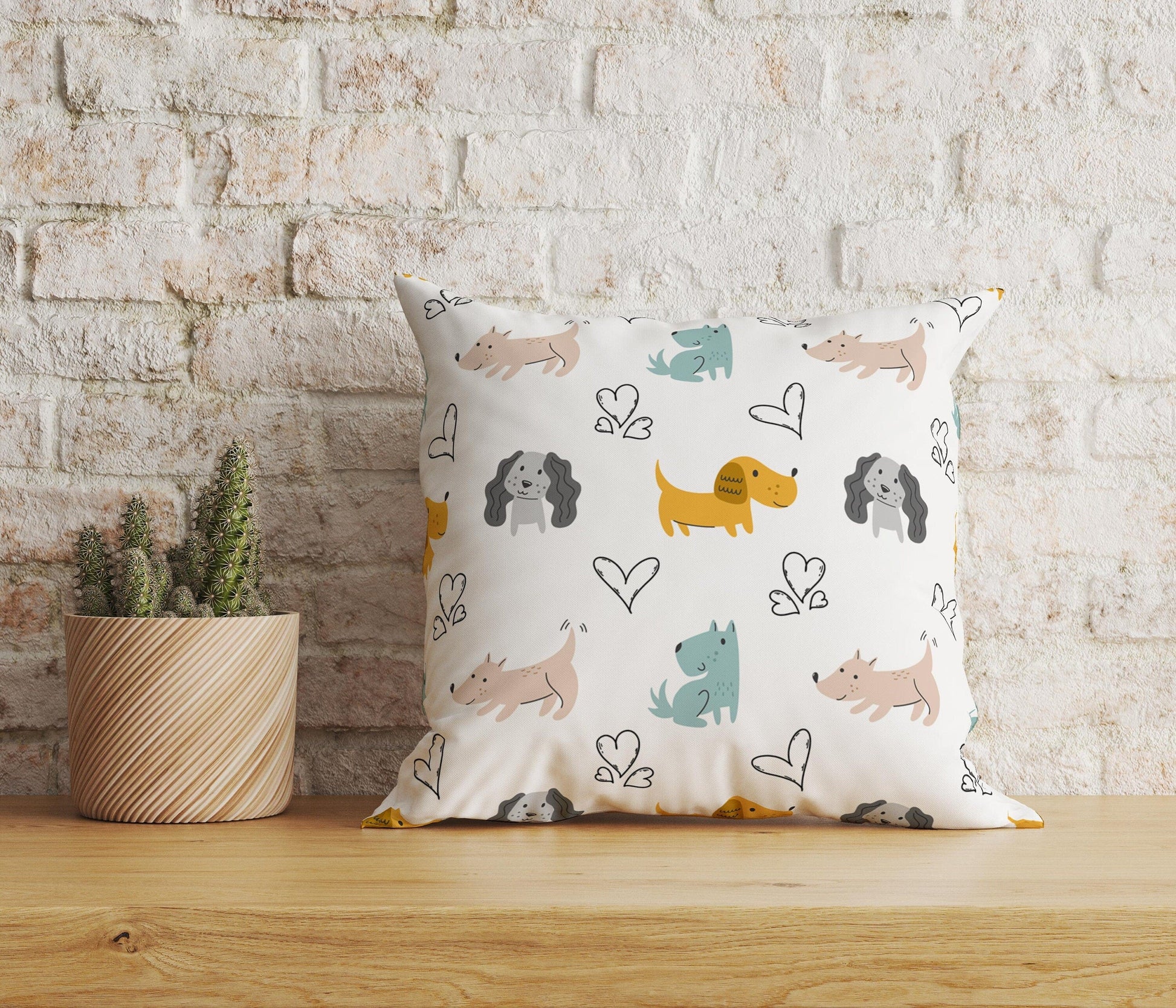 Onay Home Textile 6 / 12 x 12 inch (30 x 30 cm) Double Side Dog Pattern Cushion Cover Texture With Dog Faces