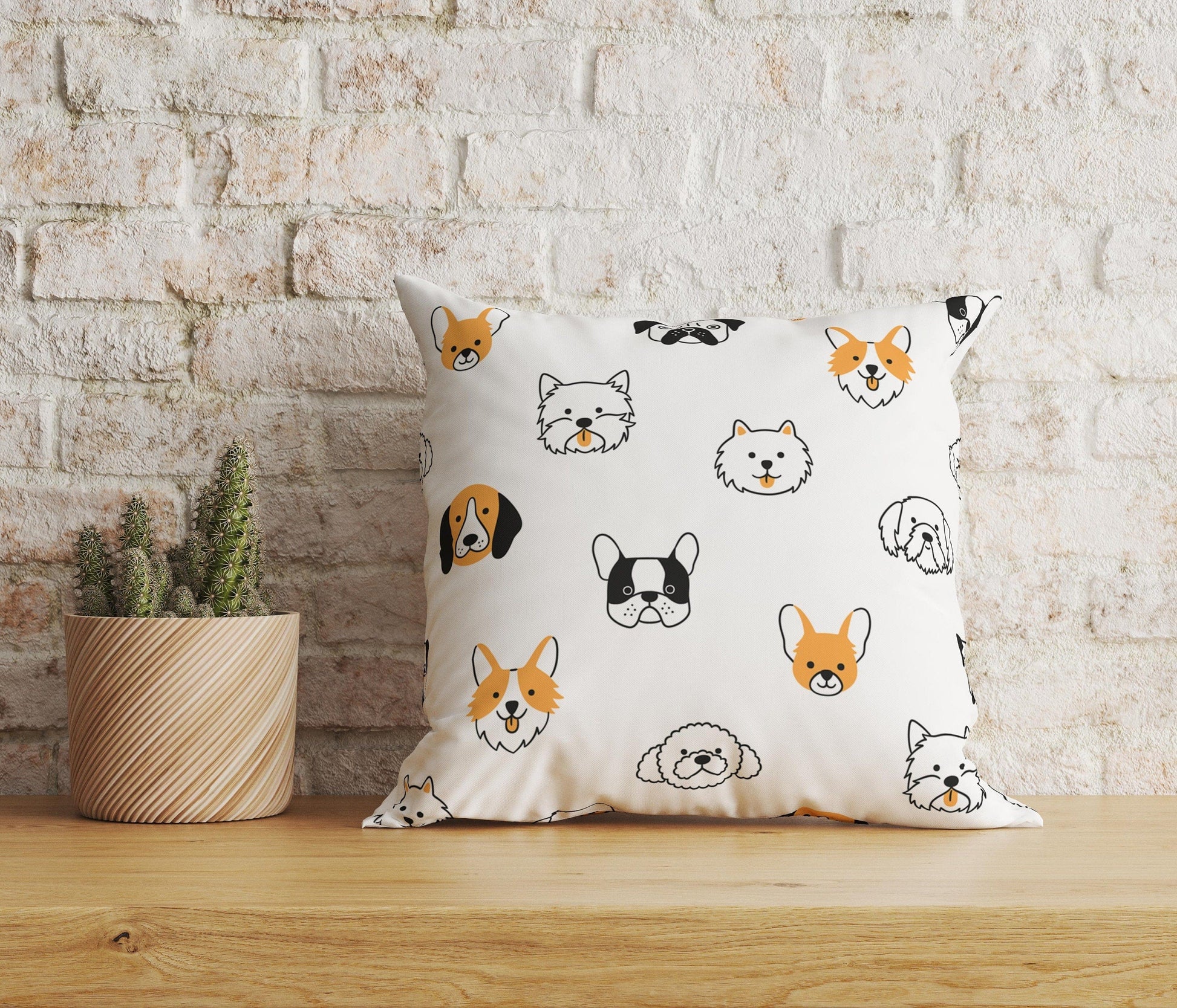 Onay Home Textile 3 / 12 x 12 inch (30 x 30 cm) Double Side Dog Pattern Cushion Cover Texture With Dog Faces