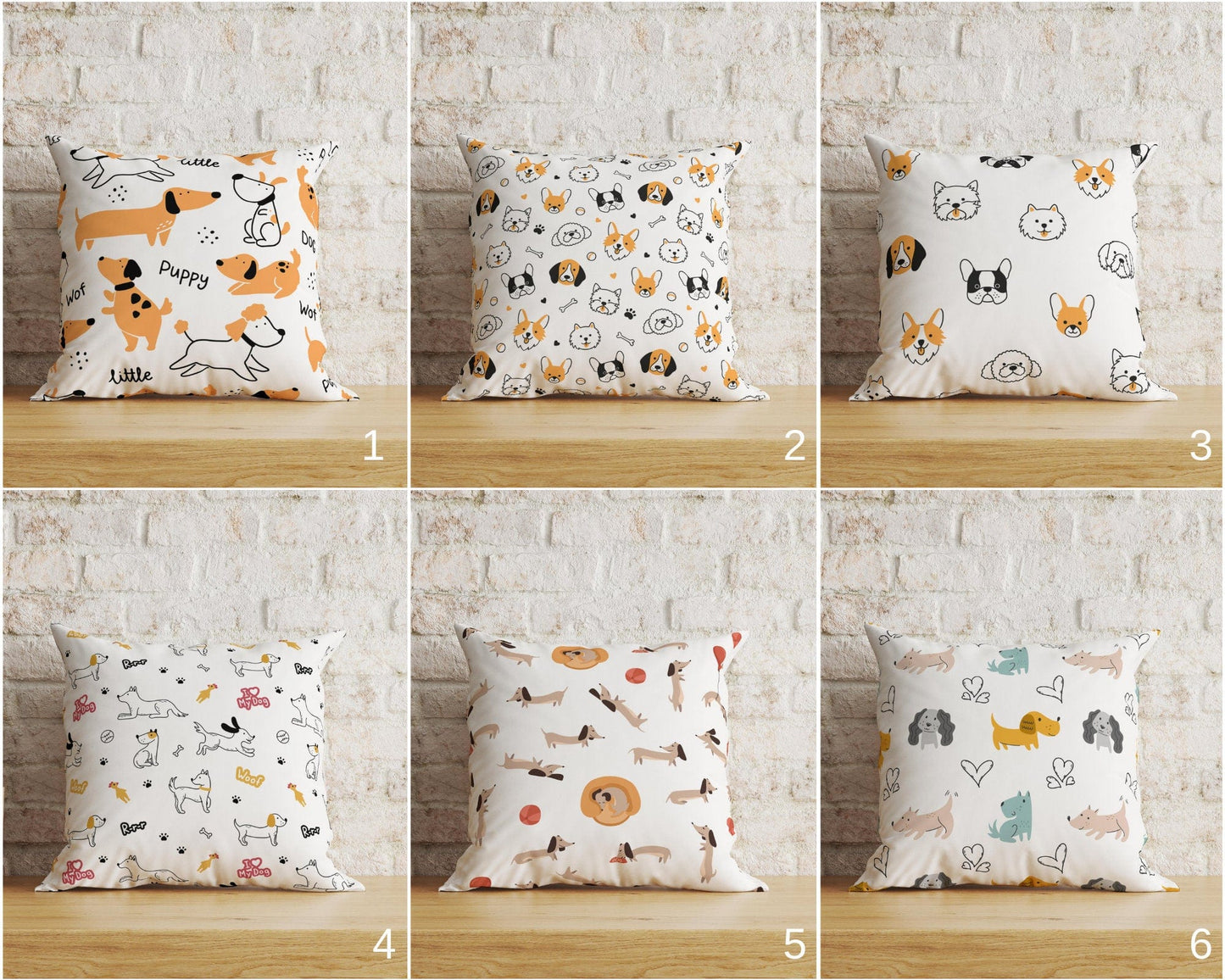 Onay Home Textile Dog Pattern Cushion Cover Texture With Dog Faces