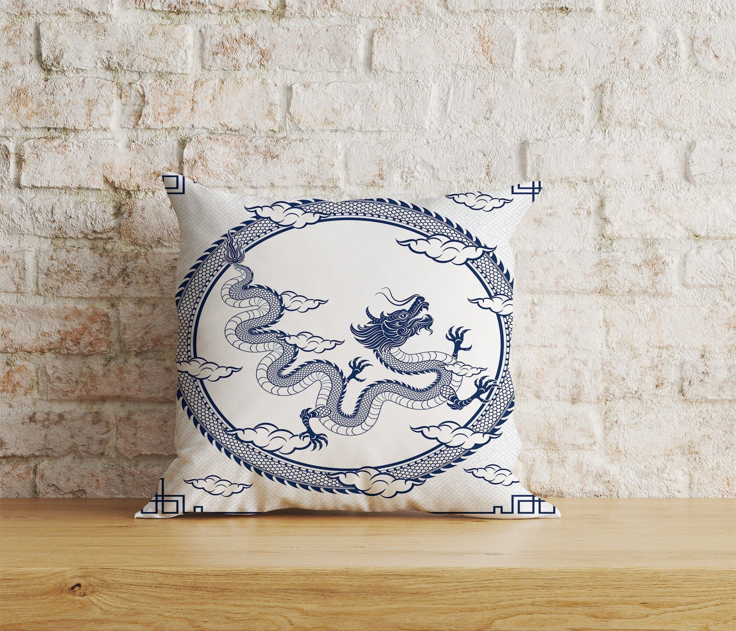 Onay Home Textile Cushion Covers 9 / 12 x 12 inch (30 x 30 cm) Double Side Dragon Cushion Cover Mythical Chinese Dragon Print Case