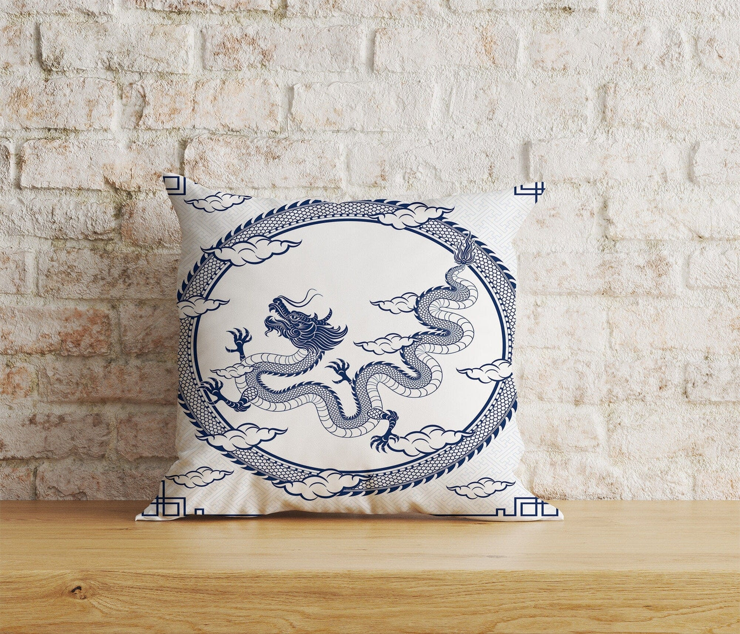 Onay Home Textile Cushion Covers 8 / 12 x 12 inch (30 x 30 cm) Double Side Dragon Cushion Cover Mythical Chinese Dragon Print Case