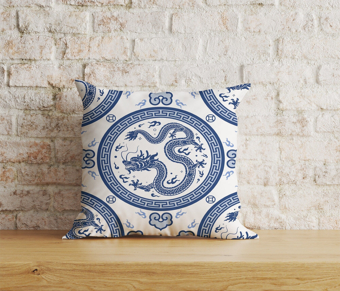 Onay Home Textile Cushion Covers 6 / 12 x 12 inch (30 x 30 cm) Double Side Dragon Cushion Cover Mythical Chinese Dragon Print Case