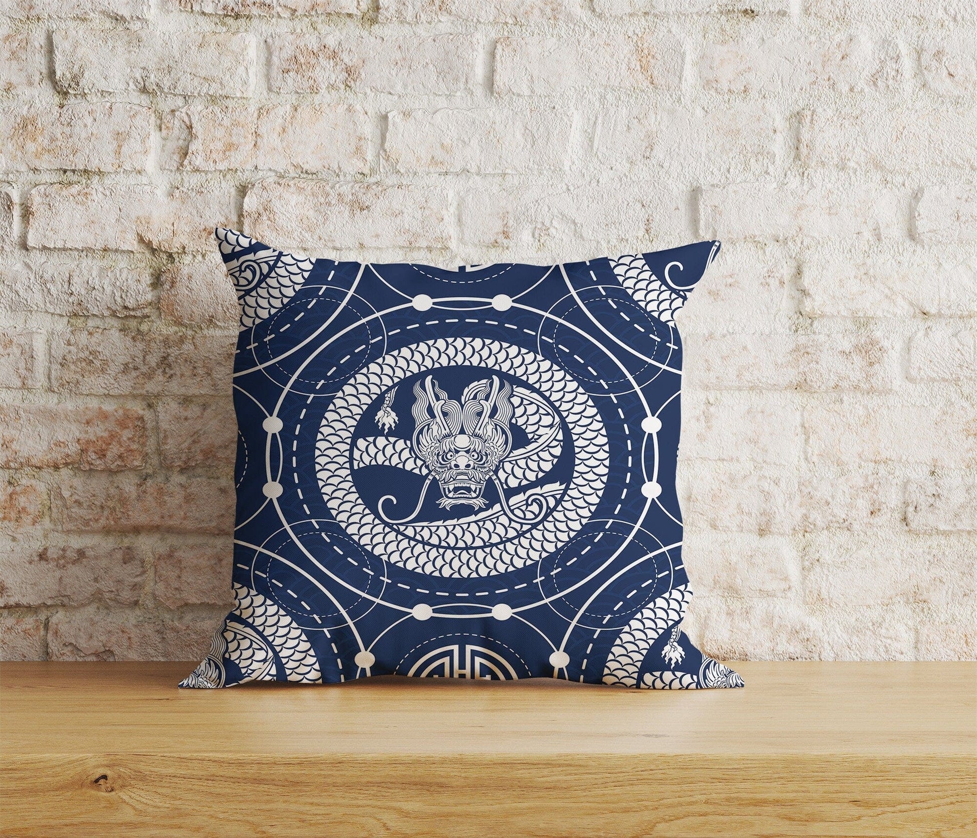 Onay Home Textile Cushion Covers 5 / 12 x 12 inch (30 x 30 cm) Double Side Dragon Cushion Cover Mythical Chinese Dragon Print Case