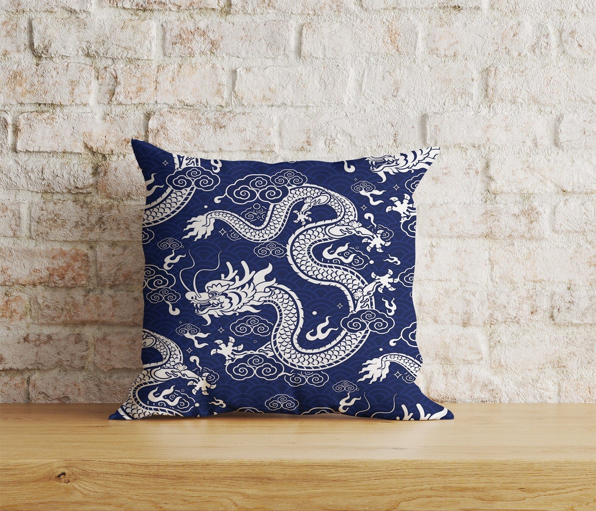 Onay Home Textile Cushion Covers 2 / 12 x 12 inch (30 x 30 cm) Double Side Dragon Cushion Cover Mythical Chinese Dragon Print Case