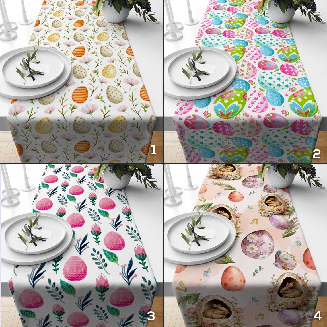 Onay Easter Bunney Easter Decoration Orange Pink Table Runner