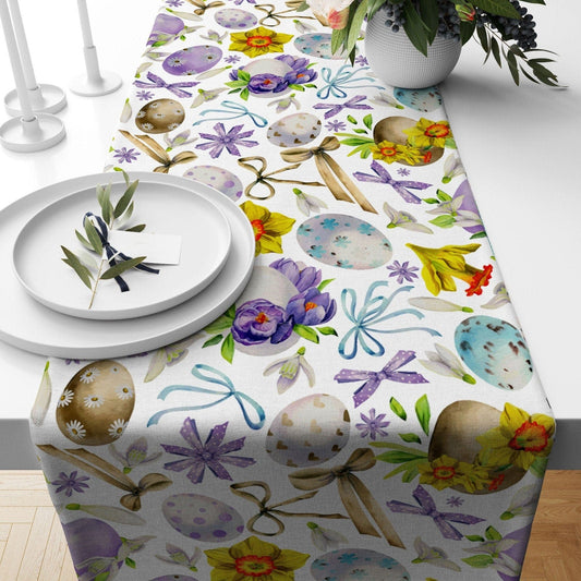 Onay 1 / 12 x 46 inch (30 x 120 cm) Easter Bunney Easter Egg Colorful Decor Table Runner