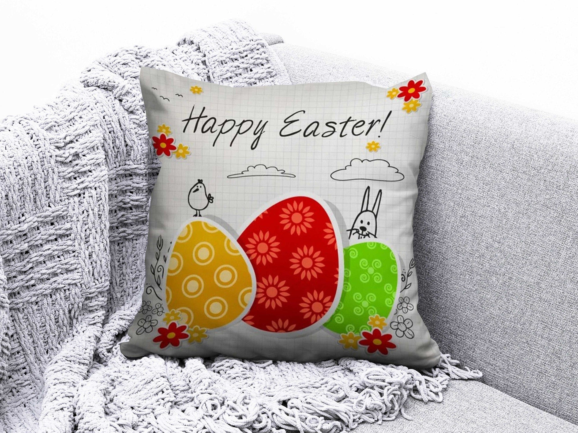 Onay 3 / 12 x 12 inch (30 x 30 cm) Easter Bunny Home Decor Home Gift Cushion Cover
