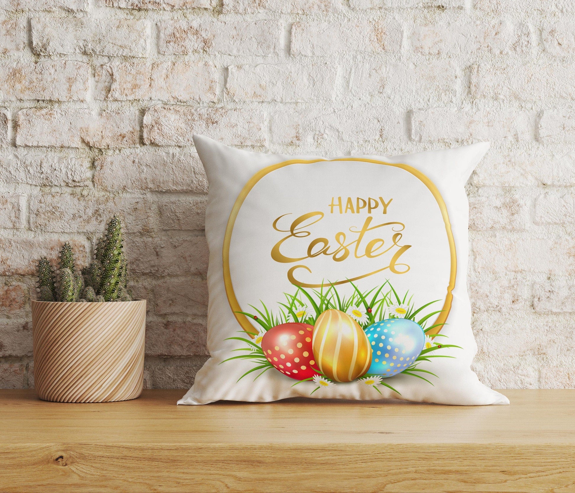 Onay Home Textile Cushion Covers 6 / 12 x 12 inch (30 x 30 cm) Double Side Easter Cushion Cover Happy Easter Colorful Pillow Covers