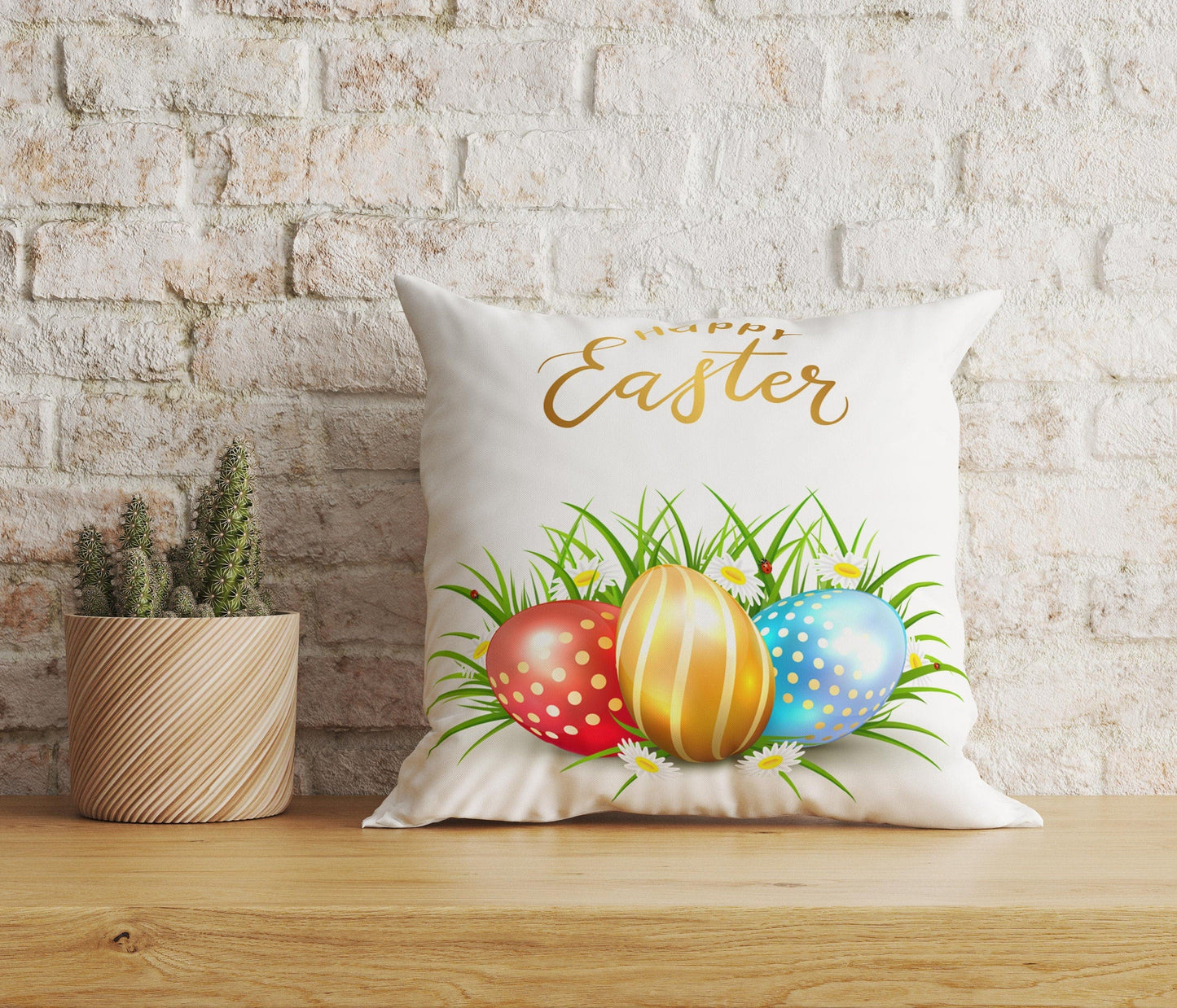 Onay Home Textile Cushion Covers 5 / 12 x 12 inch (30 x 30 cm) Double Side Easter Cushion Cover Happy Easter Colorful Pillow Covers