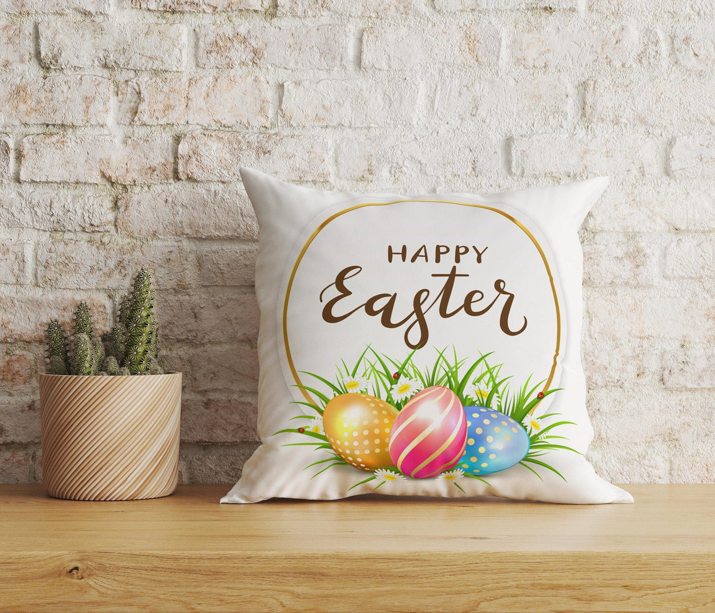 Onay Home Textile Cushion Covers 4 / 12 x 12 inch (30 x 30 cm) Double Side Easter Cushion Cover Happy Easter Colorful Pillow Covers