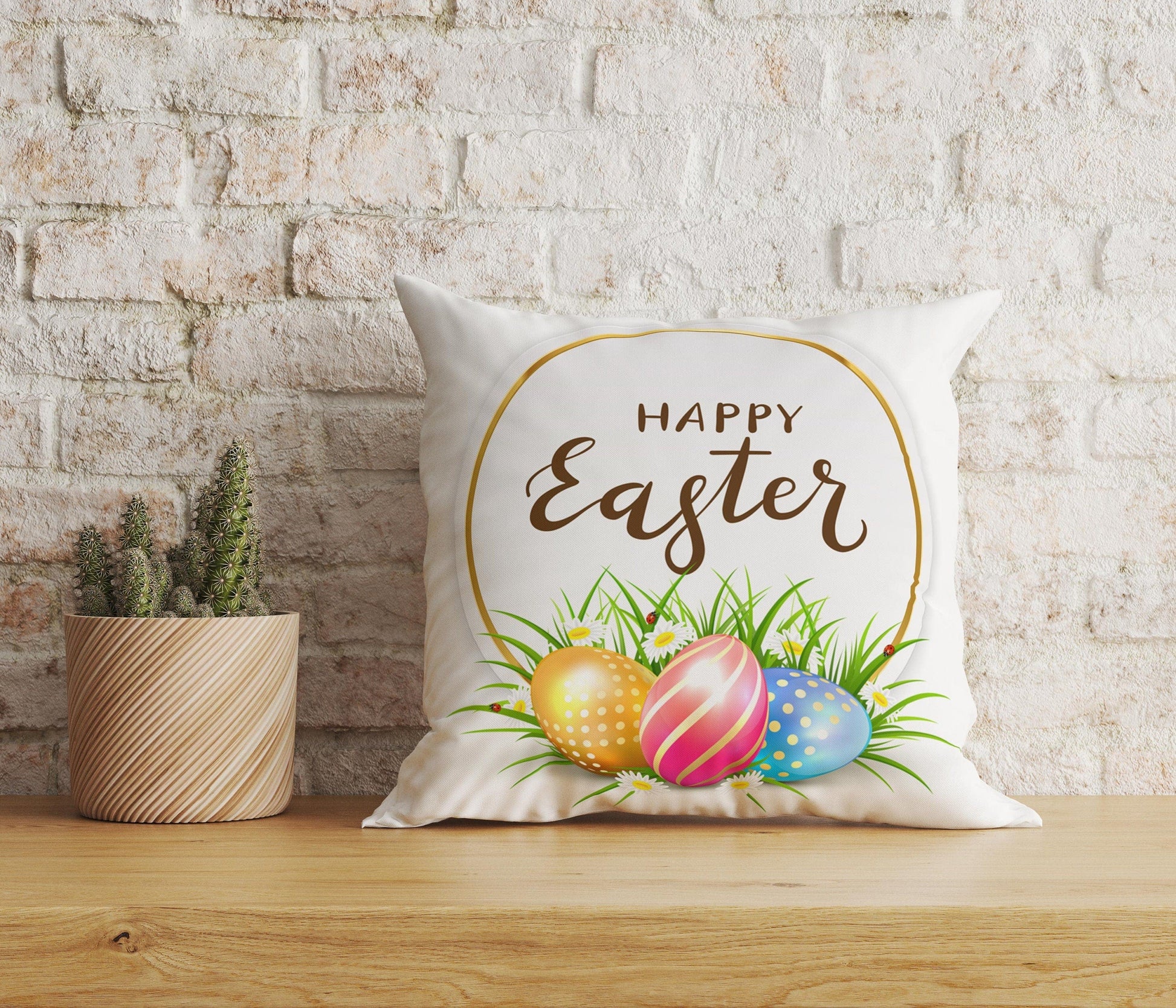 Onay Home Textile Cushion Covers 4 / 12 x 12 inch (30 x 30 cm) Double Side Easter Cushion Cover Happy Easter Colorful Pillow Covers