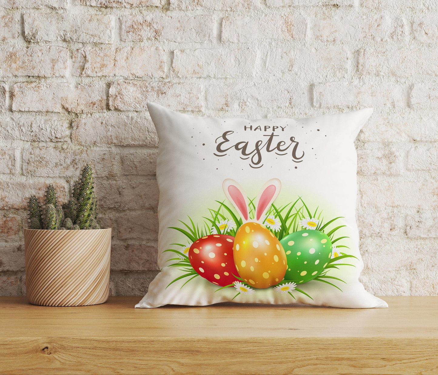 Onay Home Textile Cushion Covers 3 / 12 x 12 inch (30 x 30 cm) Double Side Easter Cushion Cover Happy Easter Colorful Pillow Covers
