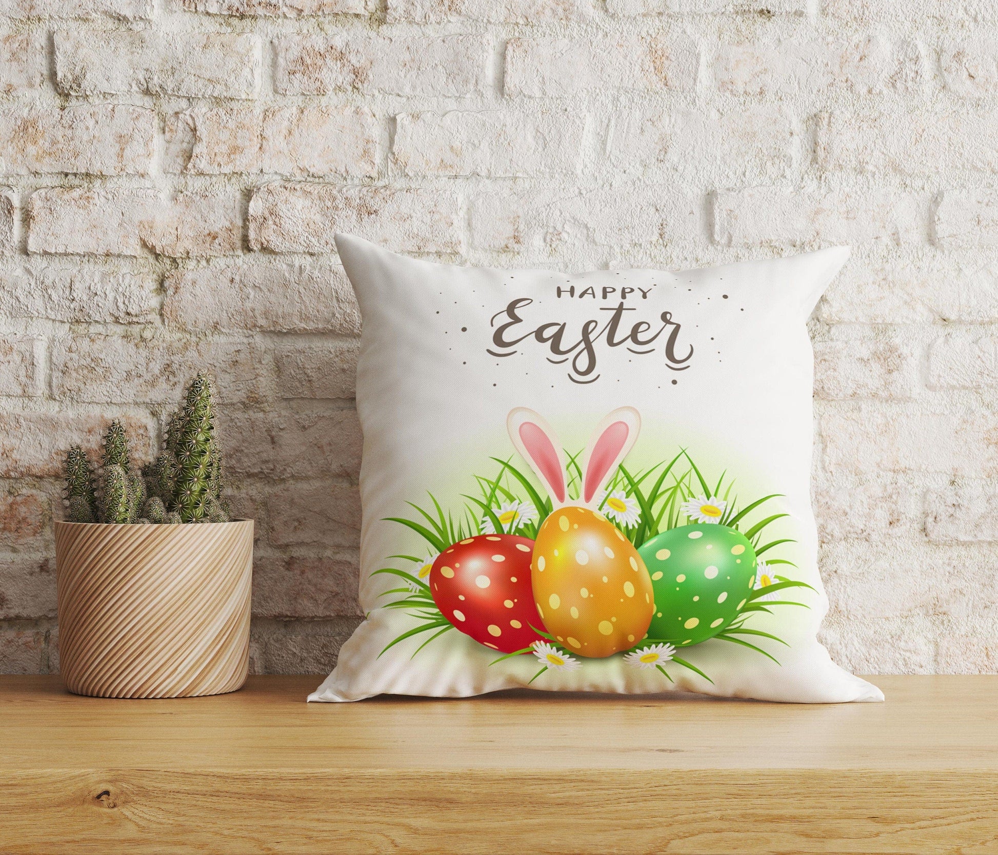 Onay Home Textile Cushion Covers 3 / 12 x 12 inch (30 x 30 cm) Double Side Easter Cushion Cover Happy Easter Colorful Pillow Covers