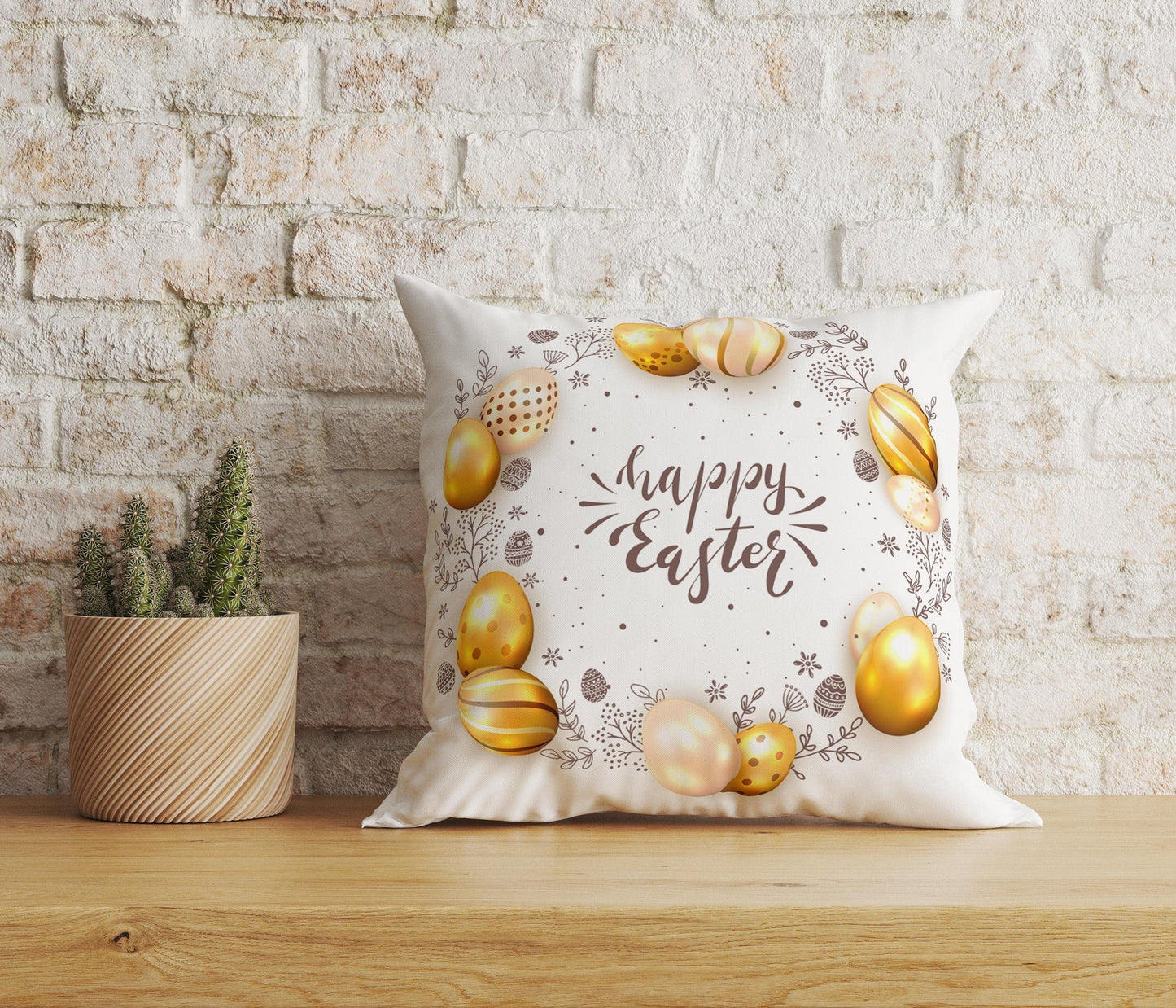 Onay Home Textile Cushion Covers 2 / 12 x 12 inch (30 x 30 cm) Double Side Easter Cushion Cover Happy Easter Colorful Pillow Covers