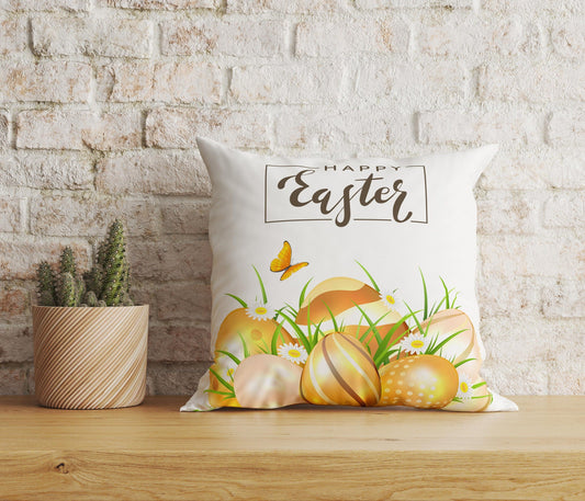 Onay Home Textile Cushion Covers 1 / 12 x 12 inch (30 x 30 cm) Double Side Easter Cushion Cover Happy Easter Colorful Pillow Covers