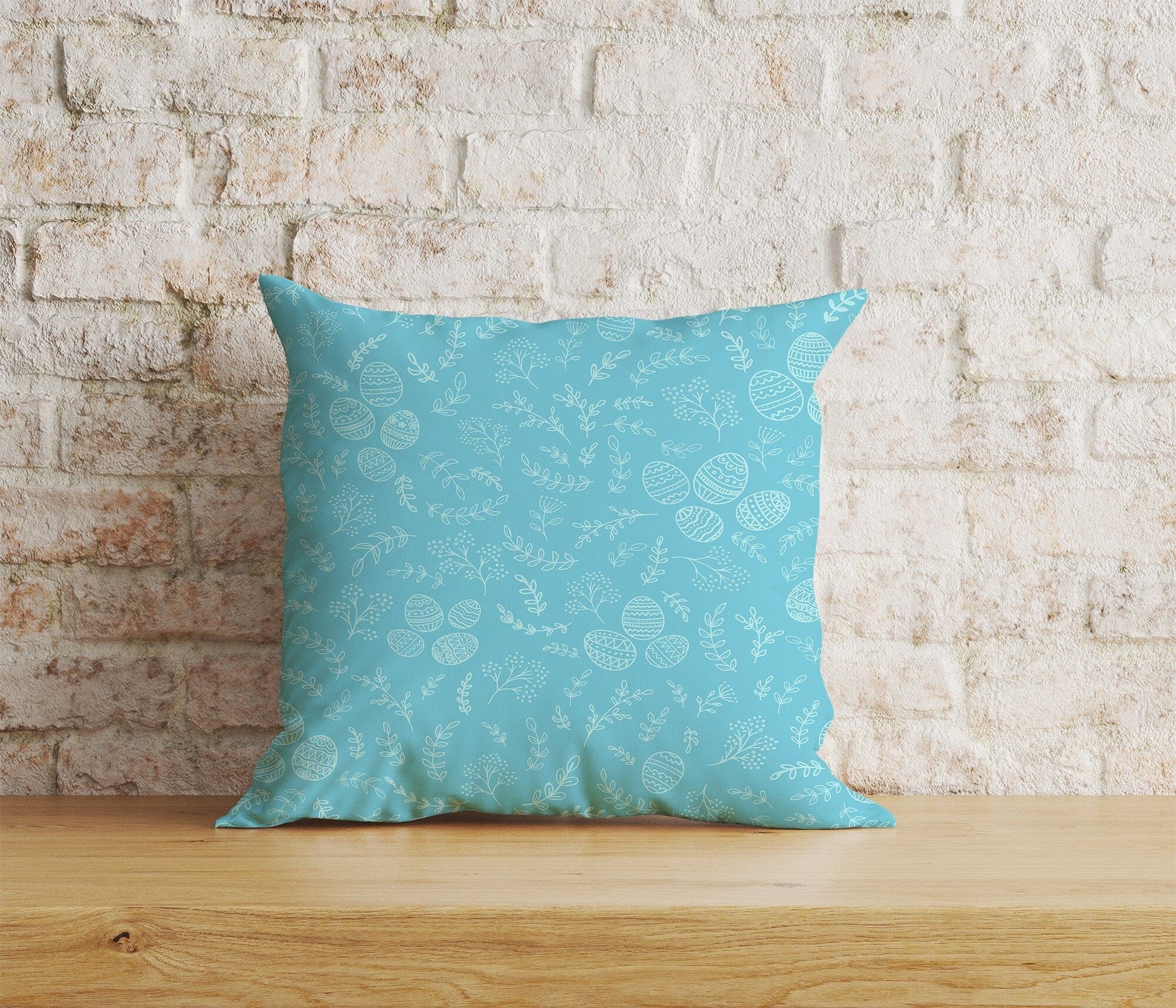 Onay Home Textile 7 / 12 x 12 inch (30 x 30 cm) Double Side Easter Cushion Covers Blue Easter Pattern Pillow Covers