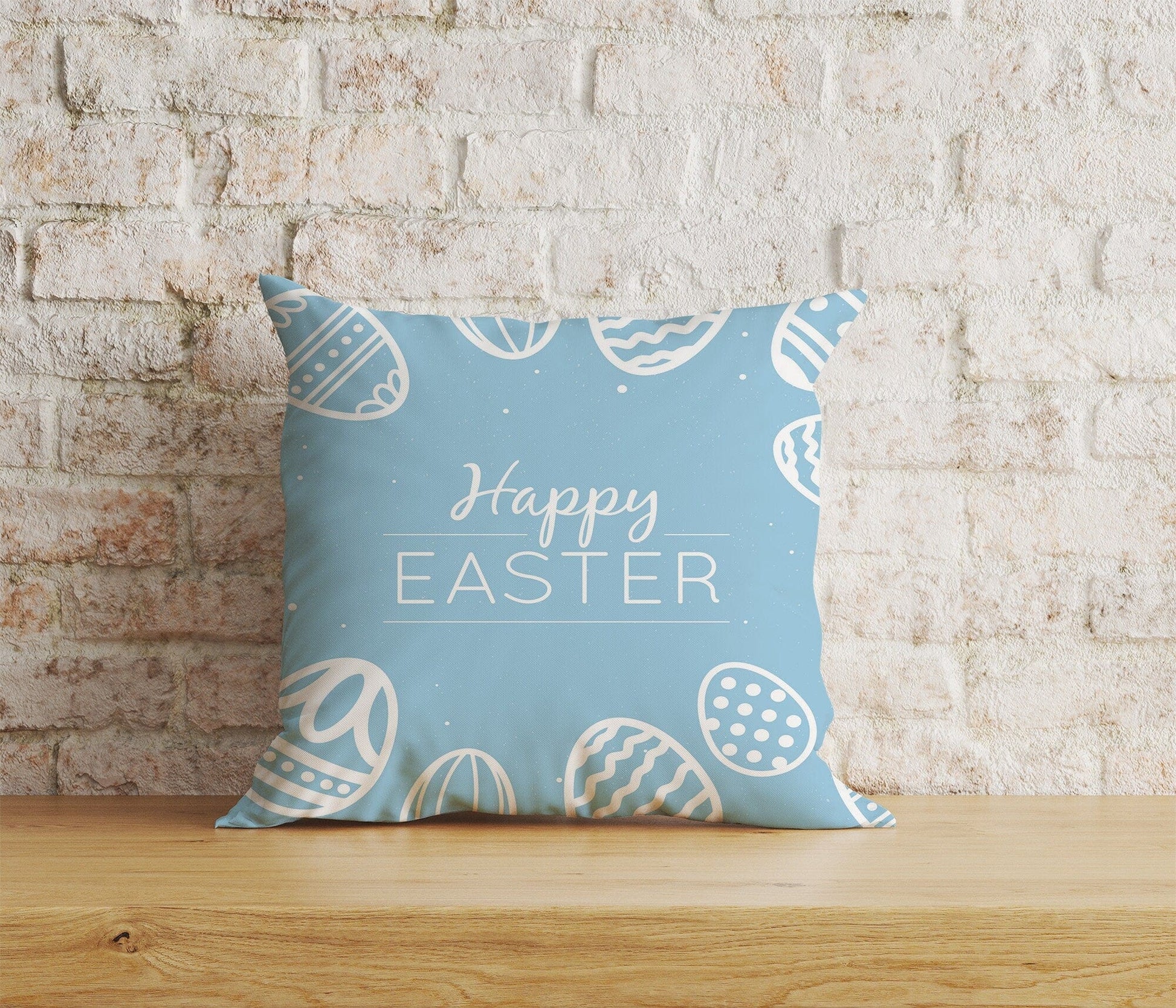 Onay Home Textile 6 / 12 x 12 inch (30 x 30 cm) Double Side Easter Cushion Covers Blue Easter Pattern Pillow Covers