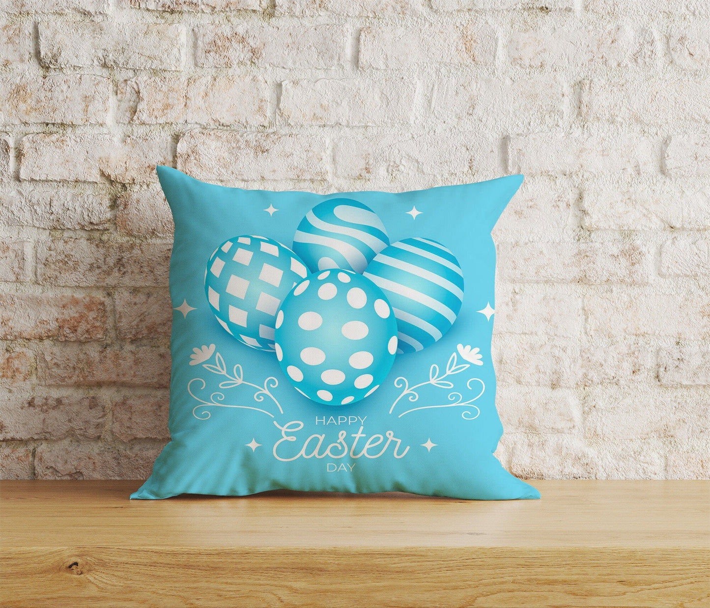 Onay Home Textile 5 / 12 x 12 inch (30 x 30 cm) Double Side Easter Cushion Covers Blue Easter Pattern Pillow Covers