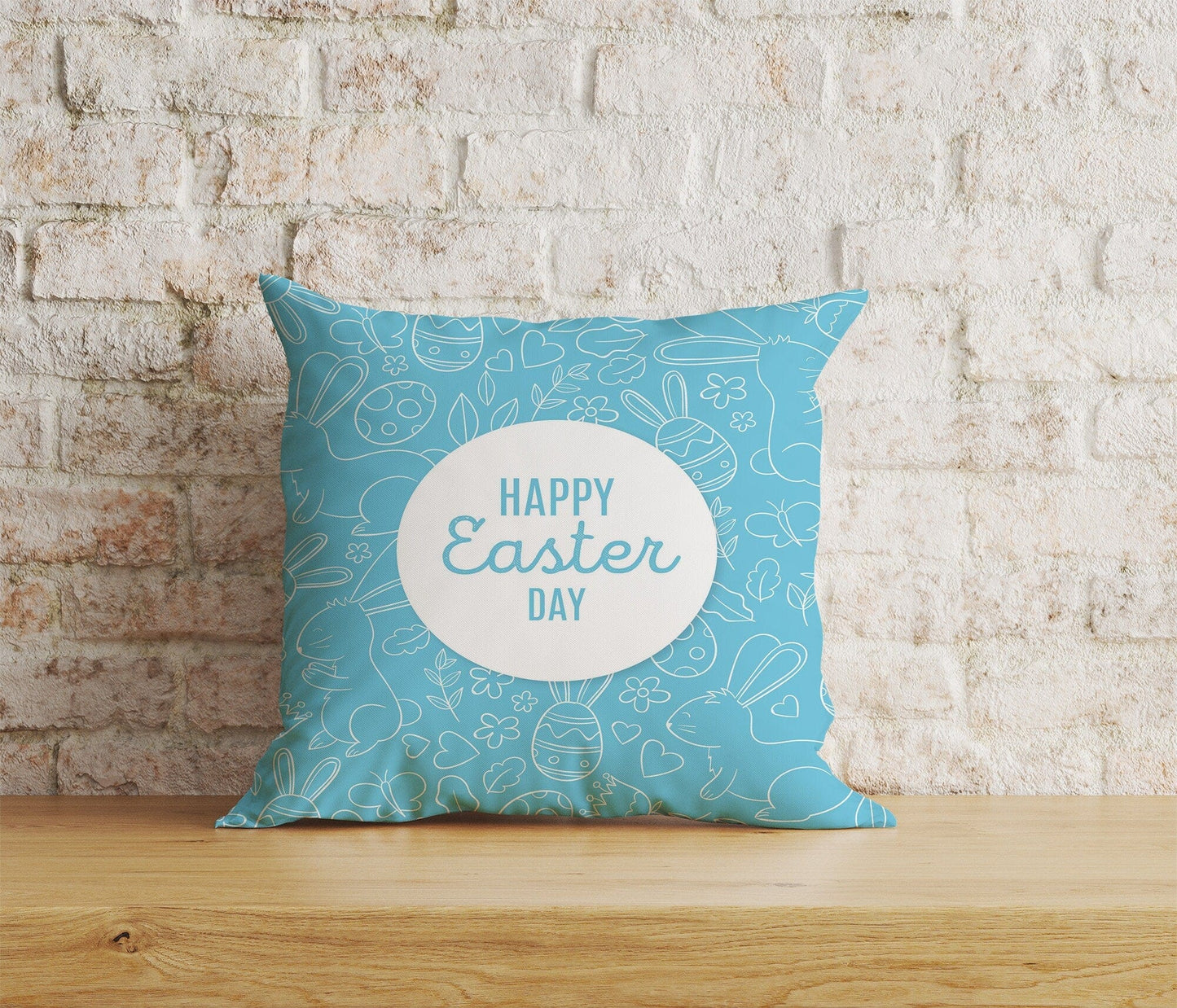 Onay Home Textile 4 / 12 x 12 inch (30 x 30 cm) Double Side Easter Cushion Covers Blue Easter Pattern Pillow Covers