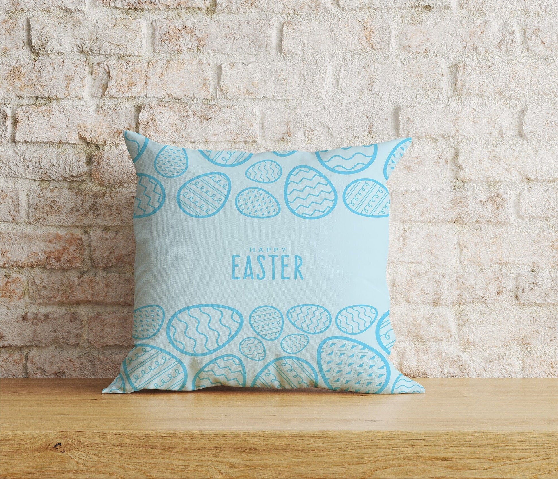 Onay Home Textile 3 / 12 x 12 inch (30 x 30 cm) Double Side Easter Cushion Covers Blue Easter Pattern Pillow Covers