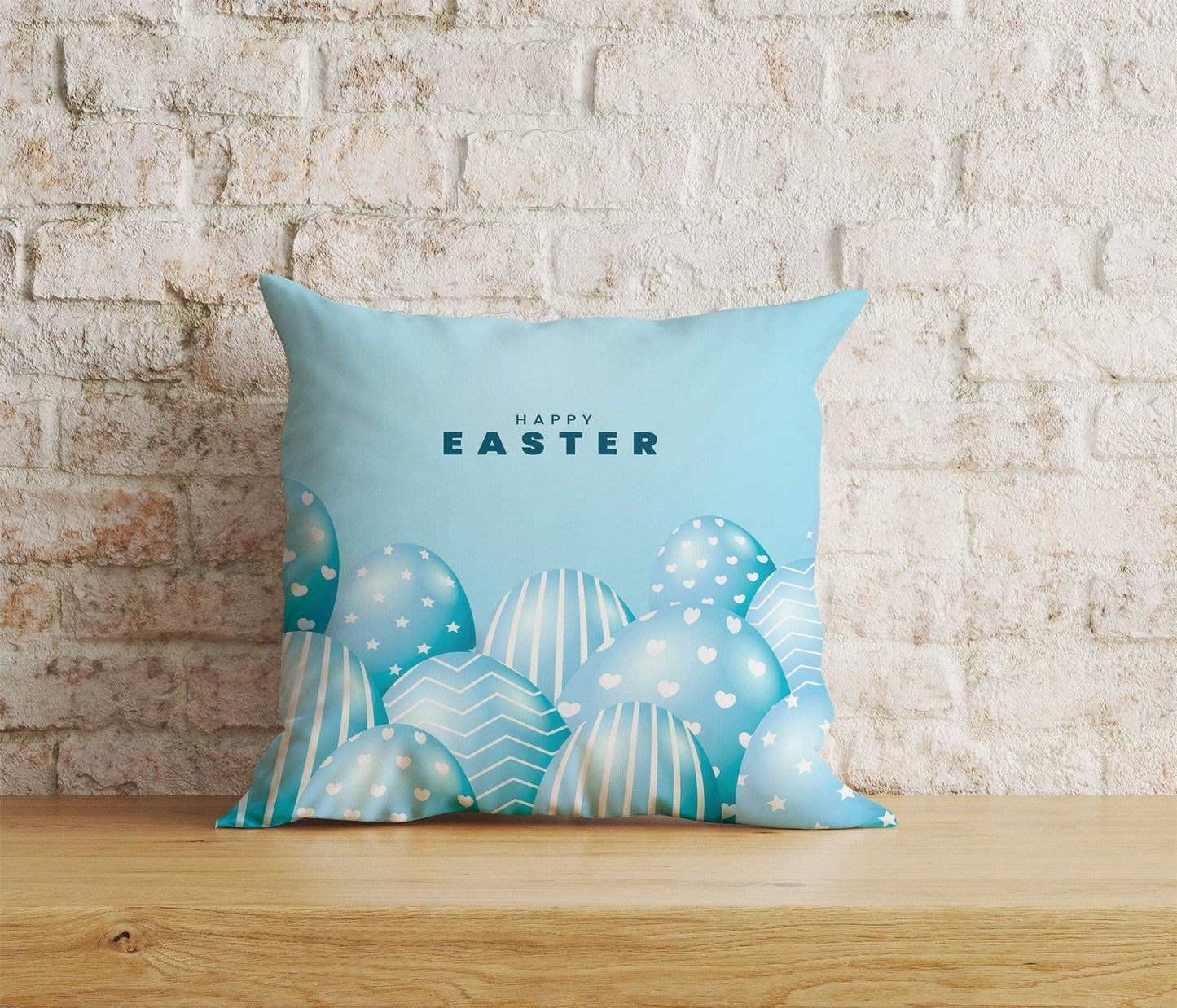 Onay Home Textile 2 / 12 x 12 inch (30 x 30 cm) Double Side Easter Cushion Covers Blue Easter Pattern Pillow Covers