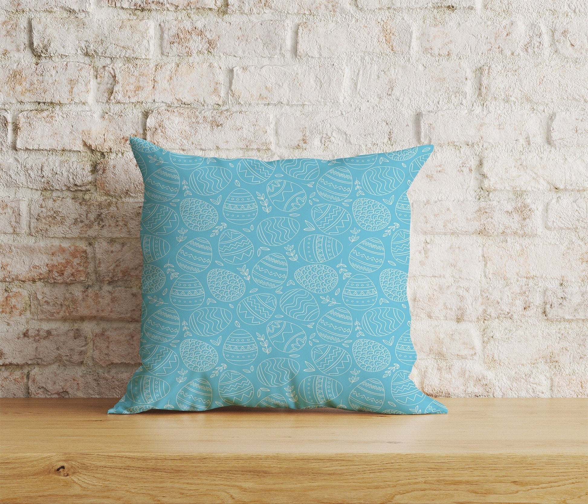 Onay Home Textile 1 / 12 x 12 inch (30 x 30 cm) Double Side Easter Cushion Covers Blue Easter Pattern Pillow Covers