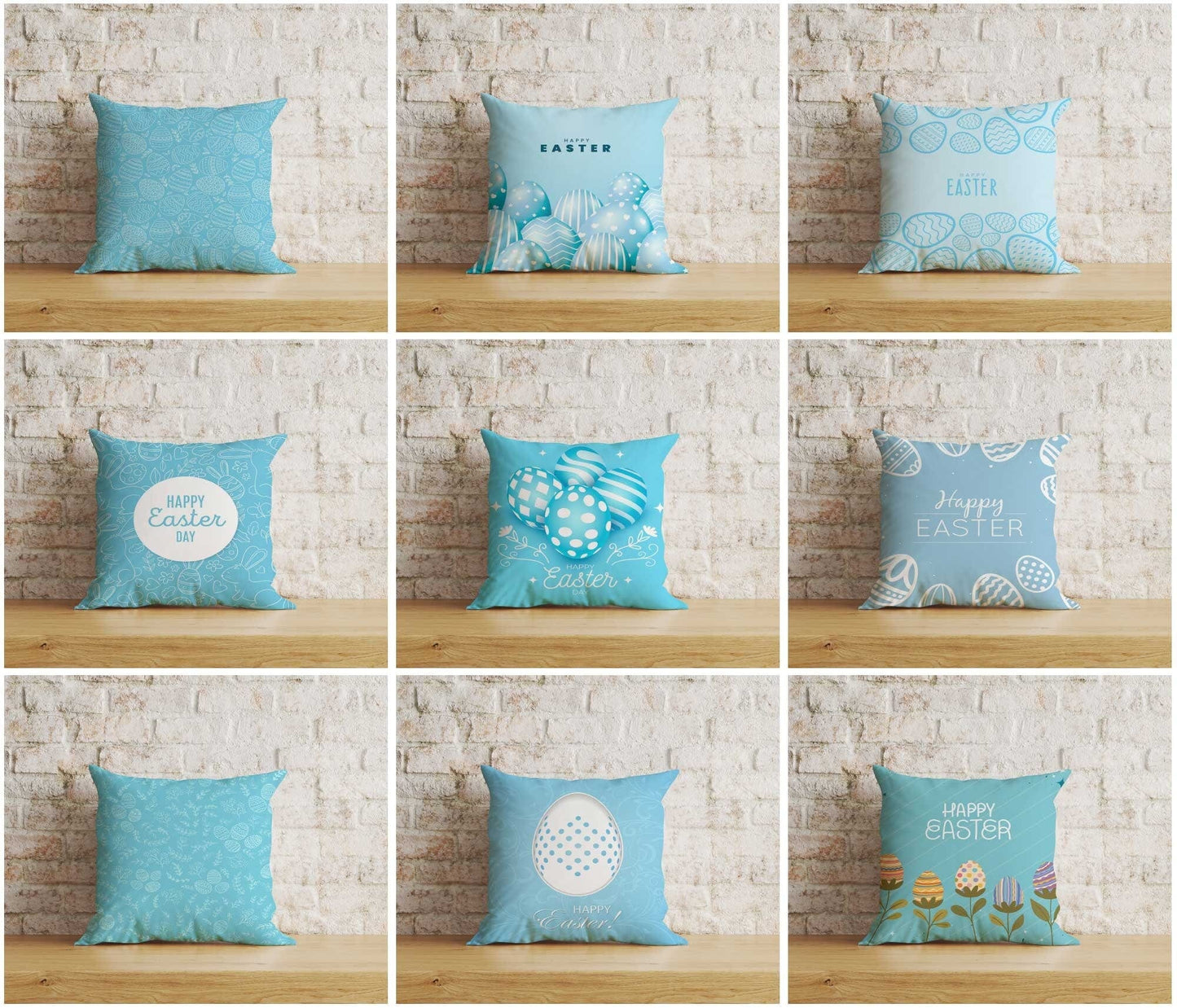 Onay Home Textile Easter Cushion Covers Blue Easter Pattern Pillow Covers