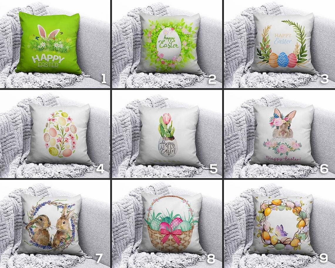 Onay Easter Eggs Flowers Happy Easter Spring Cushion Cover